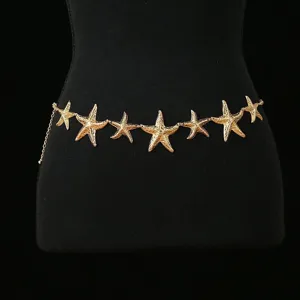 Rétro Européen et Américain Marine Plage Étoile de Mer Chaîne de Taille Femmes Sexy Polyvalent Chaîne de Corps Mode Alliage Bijoux de Vacances