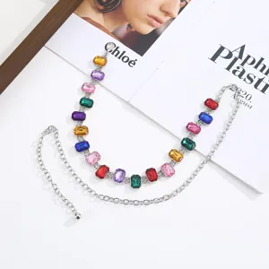 Colorful rhinestone waist chain multi-layer dress chain sweet fashion belly chain