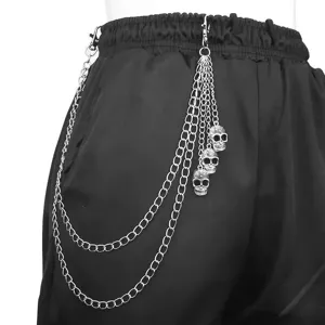 Punk skull metal pants chain hip hop wallet chain for men women street fashion waist jewelry
