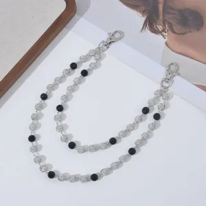 Rhinestone waist chain double layer hip hop pants chain silver crystal body jewelry accessory for women