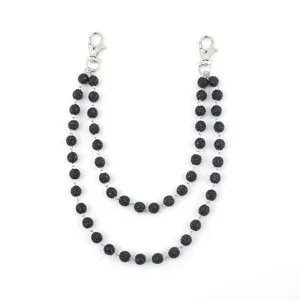 Double layer black rhinestone pants chain hip hop waist chain metal clasps fashion accessory