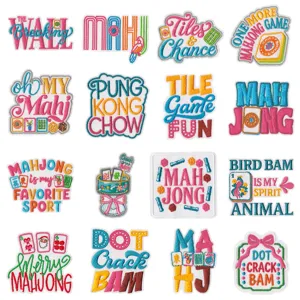 Écussons Brodés DIY Cartoon Mahjong Lettres Thermocollant Applique Vêtement Badge