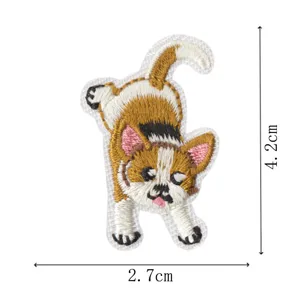 Cute funny corgi dog embroidered patch iron-on DIY clothing backpack accessory 4.2x2.7cm