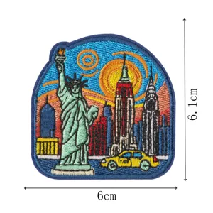 New York City landmark embroidery patch, Statue of Liberty iron-on badge for clothes, 6x6.1cm