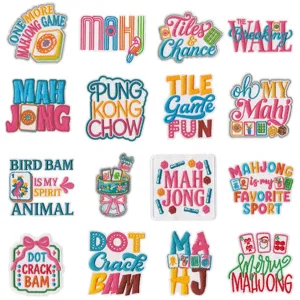 Écussons brodés colorés Mahjong thermocollants mignons badges décoratifs pour vêtements DIY