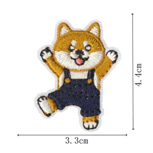 Cute Shiba Inu embroidery cloth patch with overalls, perfect for DIY garment decoration.