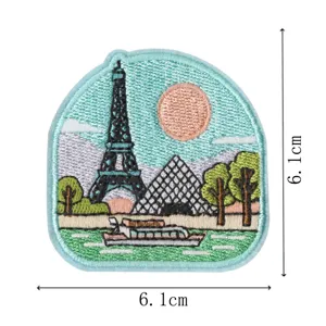 Eiffel Tower Louvre Paris Travel Embroidery Patch Iron On Clothing Badge Souvenir DIY