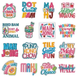 Patch brodé Mahjong coloré autocollant lettre de dessin animé DIY pour vêtements