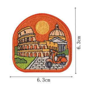 Rome travel embroidery patch Colosseum and scooter iron on badge souvenir DIY applique