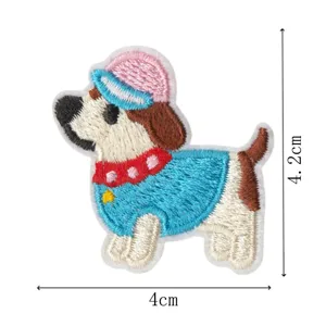 Cute cartoon dog embroidered patch for clothing DIY decoration, colorful and durable badge.