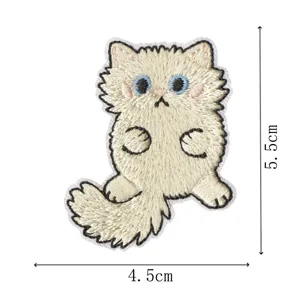 Cute cat embroidered patch, cute animal cloth badge for clothing and backpack decor.