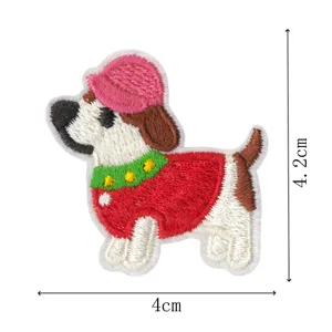 Cute cartoon dog embroidery patch for clothing DIY decoration, colorful and durable.