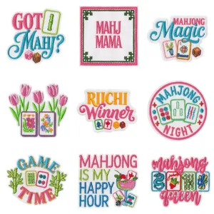 Parches bordados de Mahjong insignias decorativas lindas y divertidas para ropa DIY.