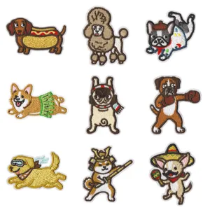 Toppe Ricamate di Cani Cartone Animato Carine Termoadesive Applicazioni Distintivi Cucciolo Animali per Abbigliamento Zaino