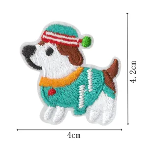 Cute cartoon dog embroidered patch for clothing DIY decoration, colorful badge accessory.