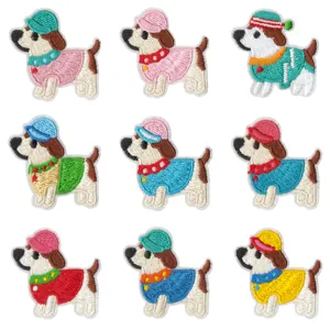 Cartoon Dog Embroidered Patch Iron On Cute Animal Applique DIY Clothing Accessories Decorative Patch
