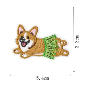 Simpatica toppa ricamata cane Corgi termoadesiva applicazione cartoon per vestiti zaino