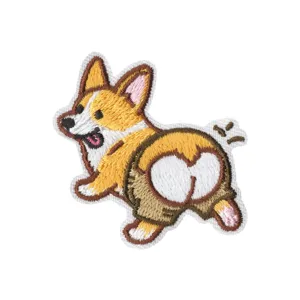 Cute Corgi dog embroidery patch funny animal badge iron on clothing backpack decor