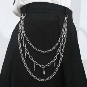 Unisex Hip-Hop Punk Multi-Layer Metal Pants Chain Bullet Pendant Streetwear Fashion Waist Chain Jewelry
