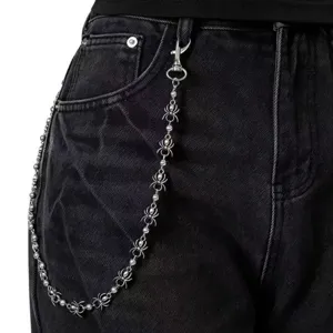 Hip Hop Punk Metal Spider Pants Chain Unisex Streetwear Waist Chain Fashion Cool Jean Accessories Silver Alloy Chain Jewelry