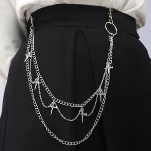 Punk Metall mehrschichtige Kreuz Taillenkette Hip-Hop Hosenkette Mode Accessoires