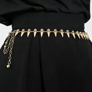 Niche Vintage Punk Hip Hop Metal Bullet Spike Waist Chain Fashion Jean Belt Body Jewelry Accessories