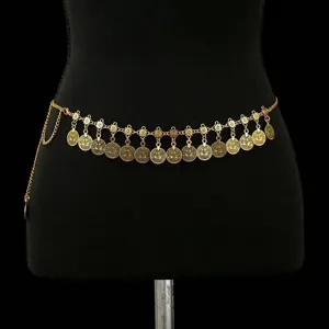 Ethnic Style Tassel Waist Chain Minimalist Fashion Metal Coin Chain Belt For Women Dress And Clothing Decoration