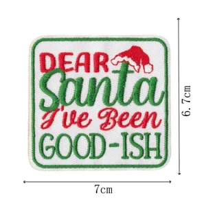 Christmas embroidered patch iron on funny Santa letter badge DIY clothing repair accessory.