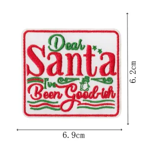 Christmas embroidered patch iron on cute Santa holiday slogan badge DIY clothing accessory
