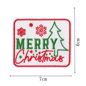 Christmas embroidery patch iron-on square badge DIY clothing repair applique 7x6cm