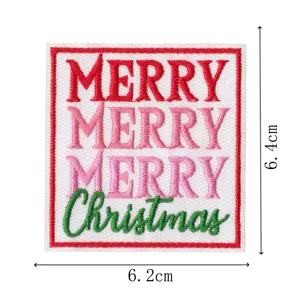 Christmas letter embroidered patch iron-on square badge DIY clothing repair accessory