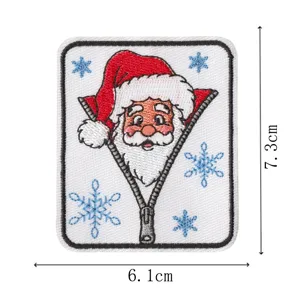 Santa Claus zipper embroidery patch cute square clothing repair iron-on sticker accessory