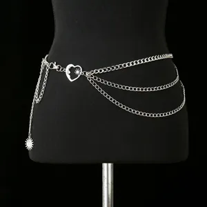 Multi-layer Metal Waist Chain Sun And Moon Ring Buckle Body Chain Fashion Versatile Waist Jewelry For Women