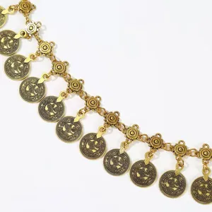 Ethnic vintage coin waist chain boho belly belt golden body jewelry for dress accessory