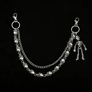 Punk Gothic Totenkopf Hosenkette Hip Hop doppelseitige Geldbörsen Kette Jeans Detail