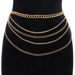 Fashion Multi Layer Metal Rhinestone Chain Tassel Waist Chain Body Chain Jewelry For Women Bikini Nightclub Party