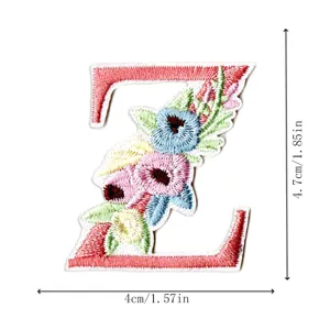 Embroidered letter Z patch with floral design, ideal for DIY clothing decor and accessories.