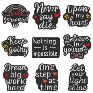 English Quotes Embroidery Cloth Patches Iron On Applique Badges For Clothing Jackets Hats Bags DIY Decorative Supplies