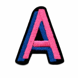 Colorful letter A embroidered patch DIY clothing accessory decorative applique badge detail.