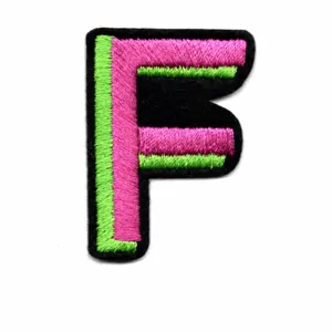 Colorful English letter F embroidery patch fabric DIY badge applique name tag decoration