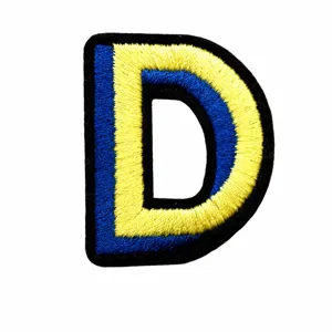 Color English letter D embroidery cloth patch, embroidered DIY clothing decoration accessory.