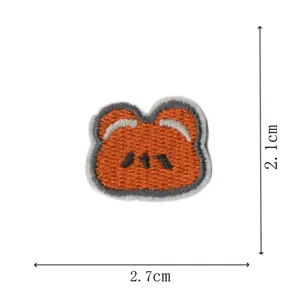Joli patch brode animal orange, petit badge en tissu dessin anime pour vetement enfants.