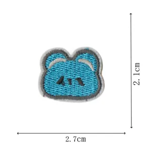 Joli patch brodé animal bleu accessoire de vêtement DIY insigne décoratif mignon 2.7cm
