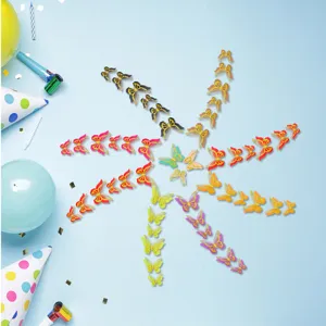 Set adesivi murali farfalla 3D, decorazione simulata a doppio strato colorata per feste.