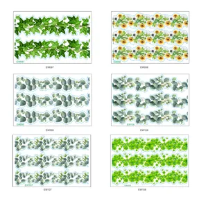 Botanical wall sticker border collection featuring ivy, sunflower and eucalyptus designs.