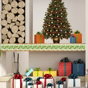 Christmas 3D pine vine garland wall sticker detail showing festive home decor placement.
