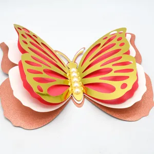 3D Hollow Layered Butterfly Wall Sticker Pearl Wedding Party Home Decor Craft Item