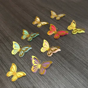 Adesivi da Parete Farfalla Traforata 3D Doppia Struttura Simulazione Farfalla Decalcomanie Per Decorazione Parete Festa Stanza Casa