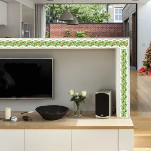 Christmas decorative vine wall sticker scene detail displaying festive home decor interior.