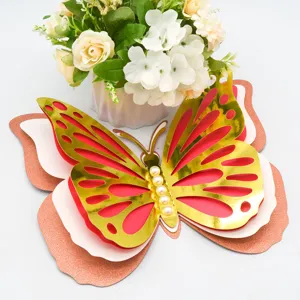 3D gold hollow butterfly wall sticker four layer decorative sticker for home wedding party